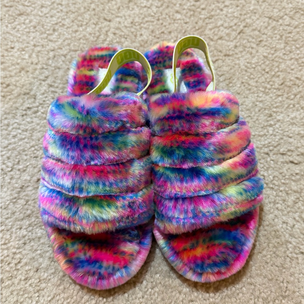 UGG Multicolor Furry Slippers